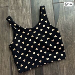 DIY Elevate Black Sports Bra w/ Gold Heart Print – Size Small